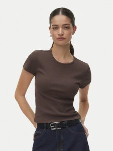 Vero Moda T-Shirt Chloe 10306894 Brązowy Tight Fit. Brązowe t-shirty Vero Moda, l, bez wzorów, z bawełny, bez kołnierzyka, bez ramiączek. Za 69,99 zł.