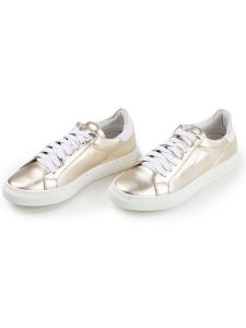 Anna Morellini Skórzane sneakersy "Milella" w kolorze złotym rozmiar: 40. Żółte trampki Anna Morellini, bez wzorów, bez zapięcia. Za 299,37 zł.