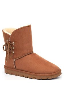 ISLAND BOOT Botki zimowe "Lavina" w kolorze jasnobrązowym rozmiar: 36. Brązowe botki Island Boot, na zimę, bez wzorów, z materiału, bez obcasa, bez zapięcia. Za 109,78 zł.