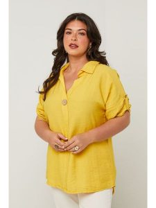 Curvy Lady Bluzka w kolorze żółtym rozmiar: 44/46. Żółte bluzki Curvy Lady, bez wzorów, klasyczne, bez kołnierzyka, bez ramiączek. Za 109,78 zł.