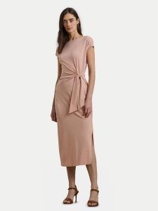 LAUREN RALPH LAUREN Sukienka dzianinowa 250964086001 Różowy Regular Fit. Czerwone kombinezony Lauren Ralph Lauren, xl, bez wzorów, z bawełny, bez kołnierzyka, bez ramiączek. Za 459,99 zł.