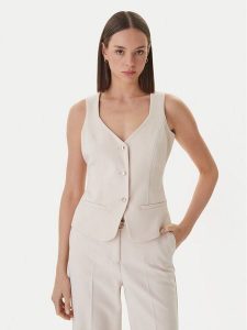 Guess Kamizelka W6GH49 W1895 Beżowy Slim Fit. Brązowe kamizelki Guess, xxl, z aplikacjami, z syntetyku, bez kołnierzyka, bez ramiączek, bez kaptura. Za 369,99 zł.