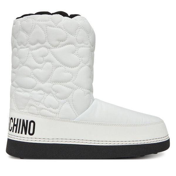 Śniegowce LOVE MOSCHINO. Białe buty zimowe LOVE MOSCHINO, bez obcasa, bez zapięcia. Za 599,99 zł.