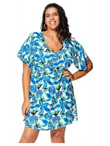 Aller Simplement Sukienka w kolorze niebiesko-zielonym rozmiar: 54-58. Niebieskie sukienki Aller Simplement, bez wzorów, z wiskozy, bez kołnierzyka, bez ramiączek, mini. Za 78,99 zł.