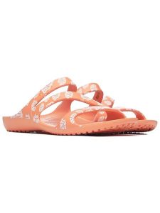 Crocs Klapki "Kadee II" w kolorze brzoskwiniowym rozmiar: 41/42. Pomarańczowe klapki Crocs, bez wzorów, z otwartym noskiem, bez obcasa. Za 136,13 zł.