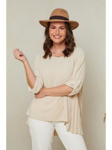 Curvy Lady Bluzka w kolorze beżowym rozmiar: 48/50. Brązowe bluzki Curvy Lady, bez wzorów, klasyczne, bez kołnierzyka, bez ramiączek. Za 96,60 zł.