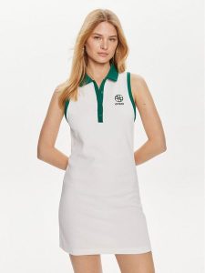 Guess Sukienka codzienna V4GK02 KBFB2 Zielony Regular Fit. Zielone kombinezony Guess, m, z aplikacjami, z syntetyku, bez kołnierzyka, bez ramiączek. Za 179,99 zł.