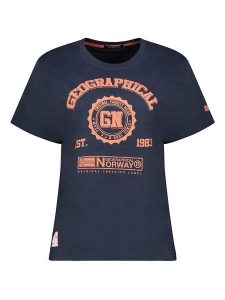 Geographical Norway Koszulka w kolorze granatowym rozmiar: S. Niebieskie bluzki Geographical Norway, s, bez wzorów, z bawełny, bez kołnierzyka, bez ramiączek. Za 61,46 zł.