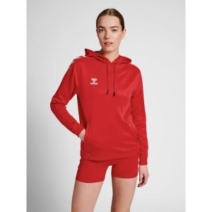 Damska bluza z kapturem Hummel hmlCORE XK poly. Czerwone bluzy Hummel, xl, bez wzorów, z kapturem. Za 191,25 zł.