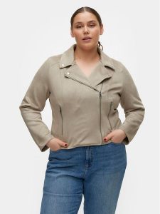 Vero Moda Curve Kurtka z imitacji skóry Jose 10308583 Szary Slim Fit. Szare kurtki Vero Moda Curve, bez wzorów, ze skóry, bez kaptura. Za 199,99 zł.