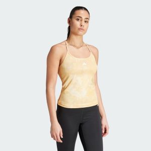 Top Train Essentials AOP Flower Tie-Dye Tank. Żółte biustonosze sportowe ADIDAS, l, bez wzorów, z materiału, sportowe, bez kołnierzyka, bez ramiączek. Za 139,00 zł.