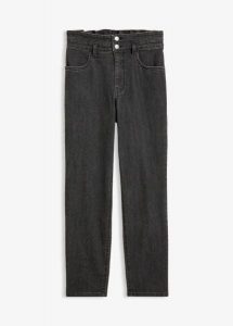Jeansy mom, high waist, wygodny pas. Niebieskie jeansy bonprix, bez wzorów, z jeansu, z podwyższonym stanem. Za 129,99 zł.