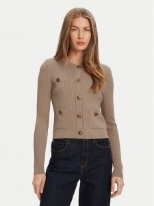 Guess Kardigan W5YR09 Z0130 Beżowy Regular Fit. Brązowe kardigany Guess, z syntetyku. Za 369,99 zł.