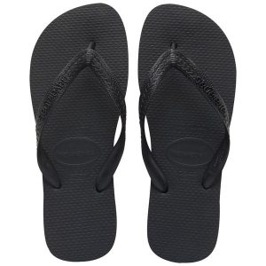 Klapki Havaianas Model 4000029 Kolor Czarny. Czarne klapki Havaianas, bez wzorów, z gumy, bez obcasa. Za 74,25 zł.
