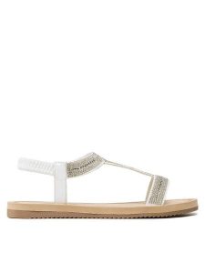 Clara Barson Sandały WSS20835-01B Biały. Białe sandały Clara Barson, bez wzorów, ze skóry, bez obcasa, na płaskiej podeszwie, bez zapięcia. Za 99,99 zł.