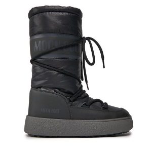 Śniegowce Moon Boot. Czarne buty zimowe Moon Boot, z nylonu, bez obcasa, bez zapięcia. Za 543,99 zł.
