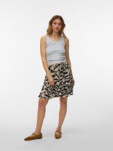 Vero Moda Spódnica w kolorze beżowo-czarnym rozmiar: M. Brązowe spódnice Vero Moda, na imprezę, m, bez wzorów, z wiskozy, klasyczne, mini. Za 74,28 zł.