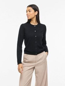 Vila Kardigan "Vimalu" w kolorze czarnym rozmiar: L. Czarne kardigany Vila, z materiału. Za 88,23 zł.