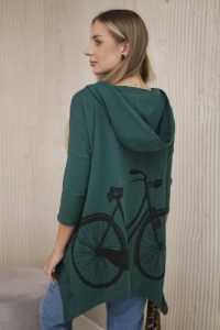 Bluza z nadrukiem roweru zielona. Zielone bluzy KESI, l, bez wzorów, z bawełny, z kapturem. Za 218,51 zł.