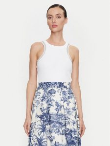 ViCOLO Top RB0244 Biały Regular Fit. Białe topy ViCOLO, bez wzorów, z bawełny, bez kołnierzyka, bez ramiączek. Za 179,99 zł.