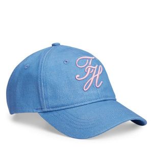 Czapka z daszkiem Tommy Hilfiger. Niebieskie czapki TOMMY HILFIGER, bez wzorów. Za 139,99 zł.