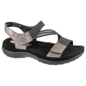 Sandały Rieker Sandals 64870-42 szare. Szare sandały bez wzorów, z gumy, z otwartym noskiem, bez obcasa, bez zapięcia. Za 374,33 zł.