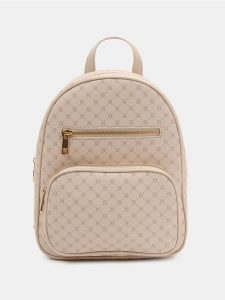 Plecak z imitacji skóry z monogramem - beżowy. Brązowe plecaki Sinsay. Za 59,99 zł.
