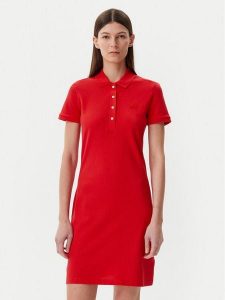 Lacoste Sukienka codzienna EF5473 Czerwony Slim Fit. Czerwone sukienki Lacoste, na co dzień, bez wzorów, z bawełny, bez kołnierzyka, bez ramiączek, proste. Za 649,99 zł.
