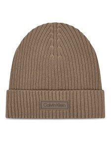 Calvin Klein Czapka Patch Chunky LV04D8053G Beżowy. Brązowe czapki Calvin Klein, bez wzorów, z bawełny. Za 139,99 zł.