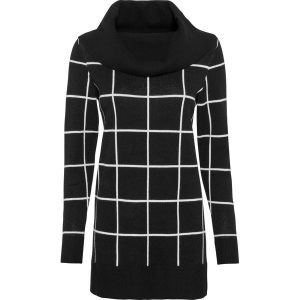 Długi sweter. Szare długie swetry bonprix, bez kołnierzyka. Za 114,99 zł.