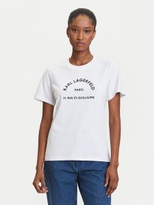 KARL LAGERFELD T-Shirt A3W17105 Biały Regular Fit. Białe t-shirty KARL LAGERFELD, l, bez wzorów, z bawełny, bez kołnierzyka, bez ramiączek. Za 209,99 zł.