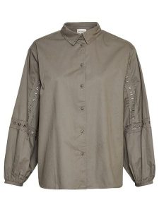 MOSS COPENHAGEN Koszula "Jeovana Petronia" w kolorze khaki rozmiar: M/L. Brązowe koszule Moss Copenhagen, l, z aplikacjami, z bawełny, bez kołnierzyka, bez ramiączek. Za 136,45 zł.