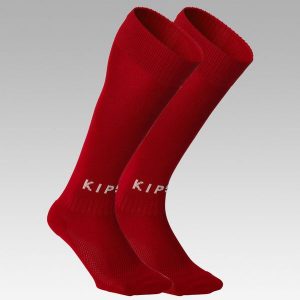 Skarpety piłkarskie Kipsta Essential Club. Czerwone skarpetki KIPSTA, bez wzorów, z dresówki. Za 14,99 zł.
