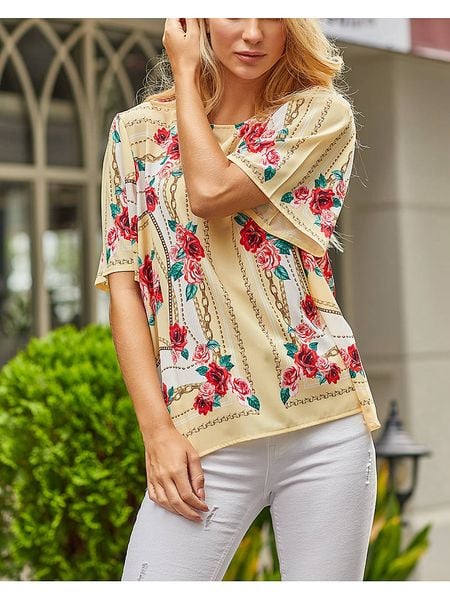 LA Angels Bluzka w kolorze żółtym rozmiar: M. Żółte bluzki LA Angels, m, bez wzorów, bez kołnierzyka, bez ramiączek. Za 101,23 zł.