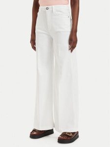 Guess Jeansy W6GA1C D0708 Kremowy Wide Leg. Białe jeansy Guess, z aplikacjami, z bawełny. Za 524,99 zł.