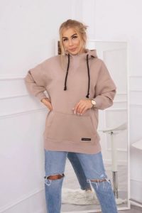 Bluza ocieplana z półgolfem ciemno beżowa. Brązowe bluzy KESI, l, bez wzorów, z bawełny, bez kaptura. Za 238,37 zł.
