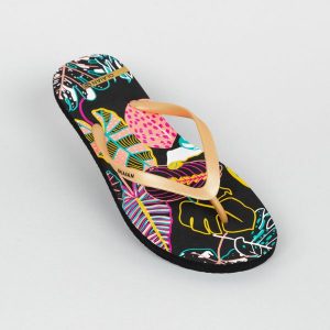 Japonki damskie Olaian 120 Cala. Czarne klapki OLAIAN, bez wzorów, bez obcasa. Za 24,99 zł.