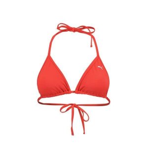 Damska góra od bikini Puma w kształcie trójkąta w kolorze czerwonym. Czerwone bikini Puma, bez wzorów. Za 129,99 zł.