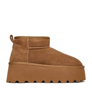 Śniegowce Badura. Brązowe buty zimowe Badura, bez obcasa, bez zapięcia. Za 279,99 zł.