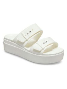 Crocs Klapki w kolorze białym rozmiar: 39/40. Białe klapki Crocs, bez wzorów, z otwartym noskiem, bez obcasa, na platformie. Za 179,64 zł.