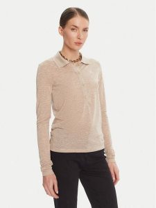 Patrizia Pepe Sweter 8K0320 K128 Beżowy Regular Fit. Brązowe swetry klasyczne Patrizia Pepe, z syntetyku, bez kołnierzyka. Za 599,99 zł.