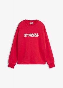 Bluza oversize z mieszanki bawełny. Czerwone bluzy bonprix, bez wzorów, z bawełny, bez kaptura. Za 109,99 zł.