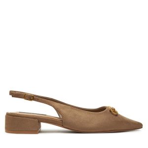 Sandały Nine West. Brązowe sandały Nine West, bez wzorów, bez obcasa, na płaskiej podeszwie, bez zapięcia. Za 119,99 zł.