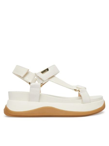 Liu Jo Sandały Fiona 04 BA6089 EX246 Écru. Sandały Liu Jo, bez wzorów, ze skóry, bez obcasa, na płaskiej podeszwie, bez zapięcia. Za 599,99 zł.