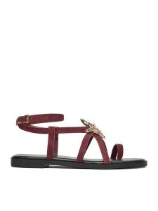 DeeZee Sandały CEO-YLD-F9678 Bordowy. Czerwone sandały DeeZee, bez wzorów, z materiału, bez obcasa, na płaskiej podeszwie, bez zapięcia. Za 99,99 zł.