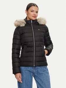 Tommy Jeans Kurtka puchowa Basic DW0DW18312 Czarny Slim Fit. Czarne kurtki Tommy Jeans, xxs, bez wzorów, z jeansu, bez kaptura. Za 569,99 zł.