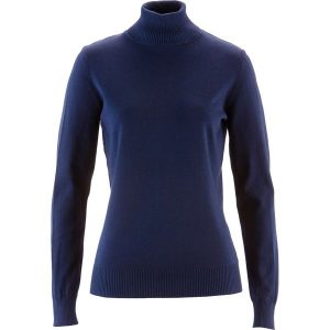Sweter z golfem. Czarne golfy bonprix, bez wzorów. Za 92,99 zł.