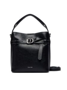 Calvin Klein Torebka Buckle Mini Bucket Crossbody LV04F3550G Czarny. Czarne torebki klasyczne Calvin Klein, bez wzorów, ze skóry, bez dodatków. Za 569,99 zł.
