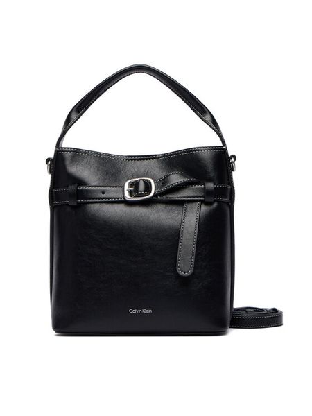 Calvin Klein Torebka Buckle Mini Bucket Crossbody LV04F3550G Czarny. Czarne torebki klasyczne Calvin Klein, bez wzorów, ze skóry, bez dodatków. Za 569,99 zł.