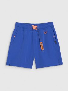 4F Spodenki casual damskie - niebieskie XL. Niebieskie szorty 4f, bez wzorów, z dresówki, casualowe. W wyprzedaży za 79,99 zł.